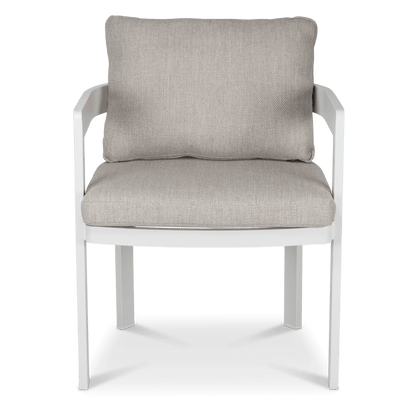 Elements Dining Chair in Arctic White and Sahara Sunset Olefin Cushions