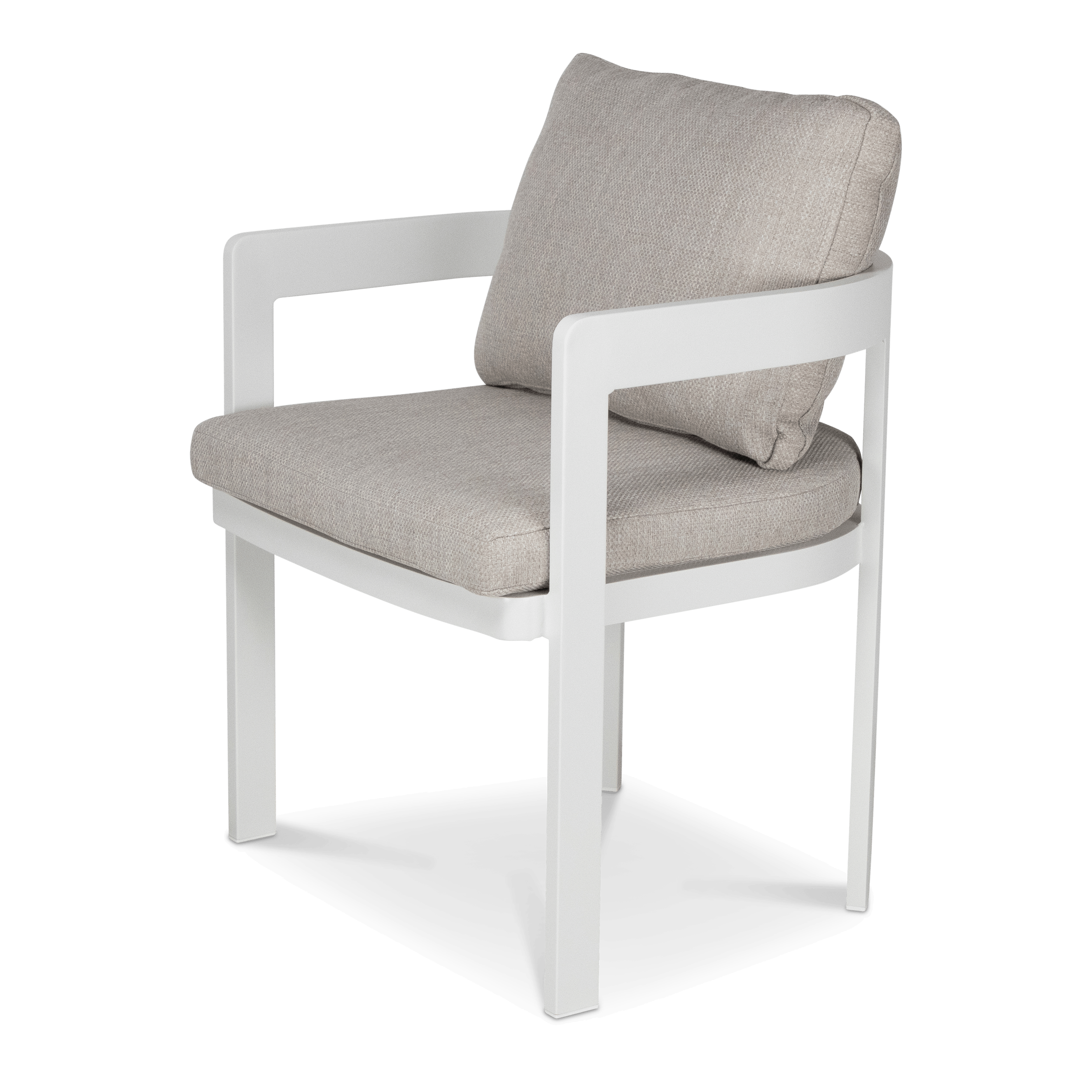 Elements Dining Chair in Arctic White and Sahara Sunset Olefin Cushions