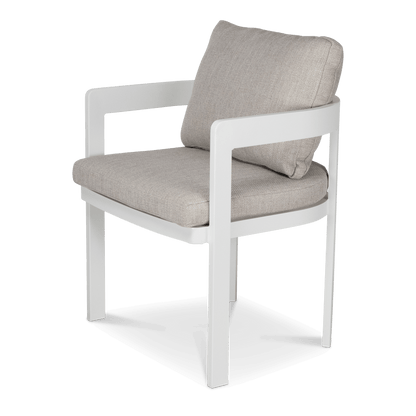 Elements Dining Chair in Arctic White and Sahara Sunset Olefin Cushions
