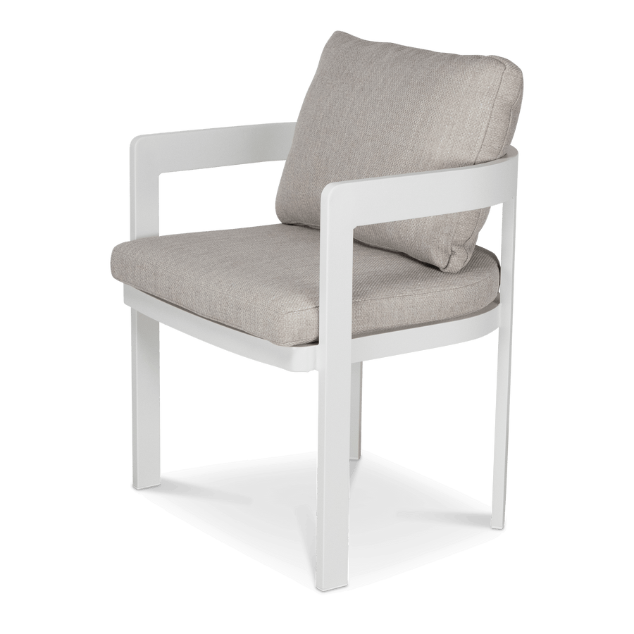 Elements Dining Chair in Arctic White and Sahara Sunset Olefin Cushions