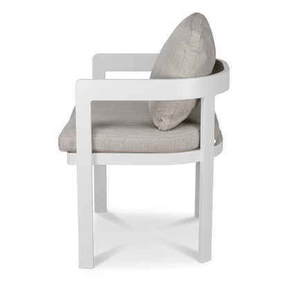 Elements Dining Chair in Arctic White and Sahara Sunset Olefin Cushions