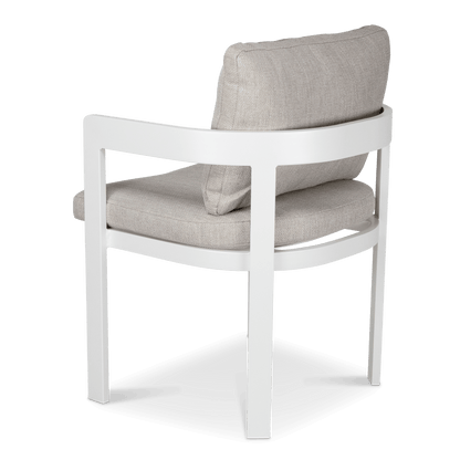 Elements Dining Chair in Arctic White and Sahara Sunset Olefin Cushions