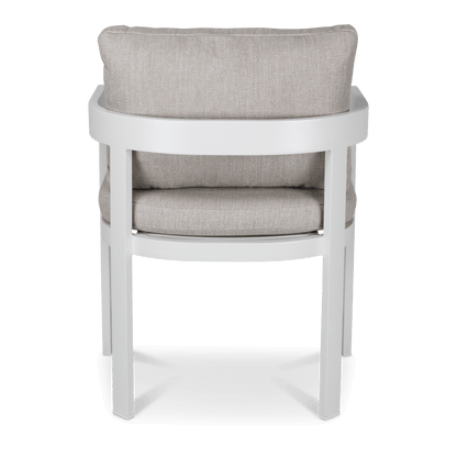 Elements Dining Chair in Arctic White and Sahara Sunset Olefin Cushions