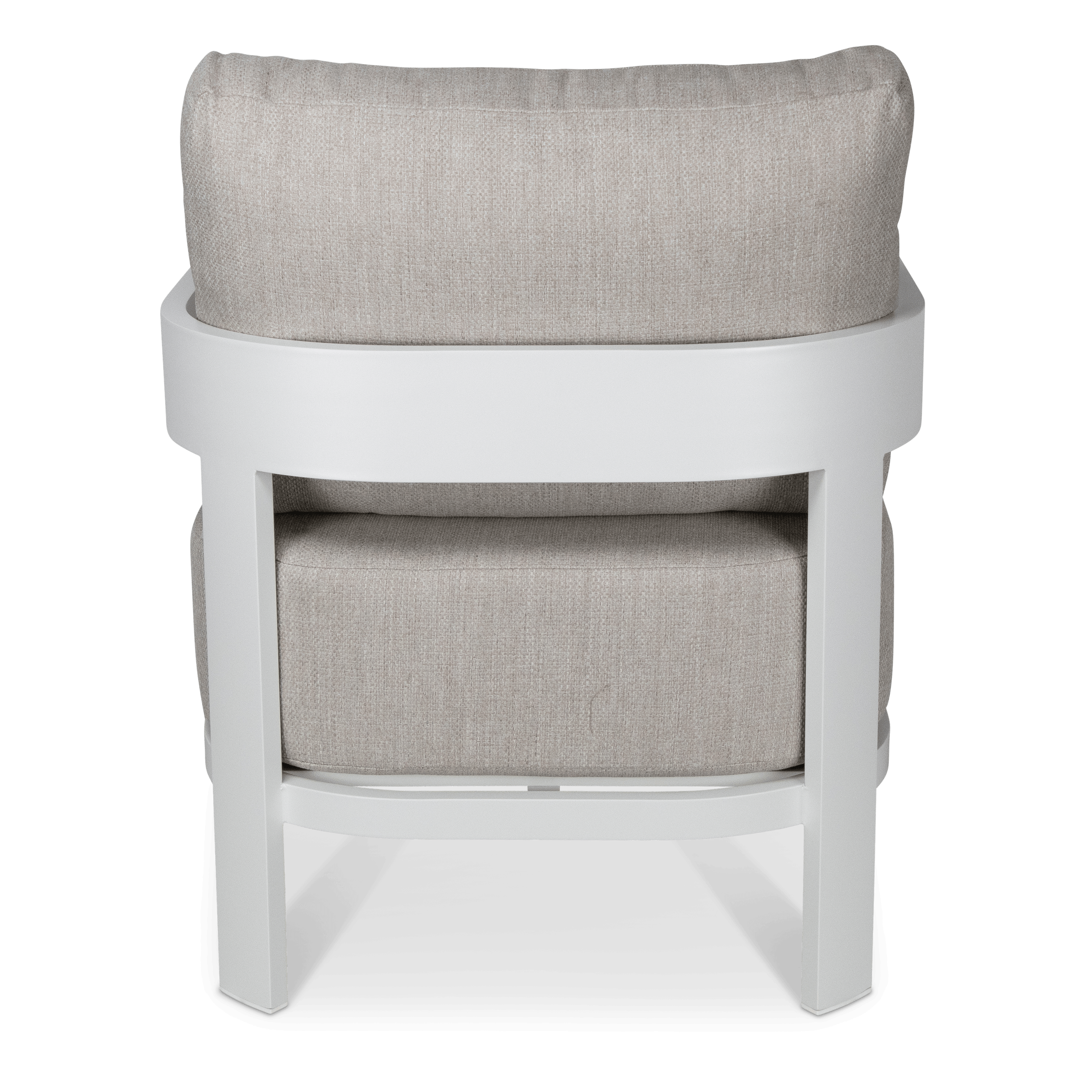 Elements Armchair in Arctic White and Sahara Sunset Olefin Cushions