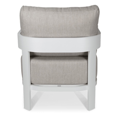 Elements Armchair in Arctic White and Sahara Sunset Olefin Cushions