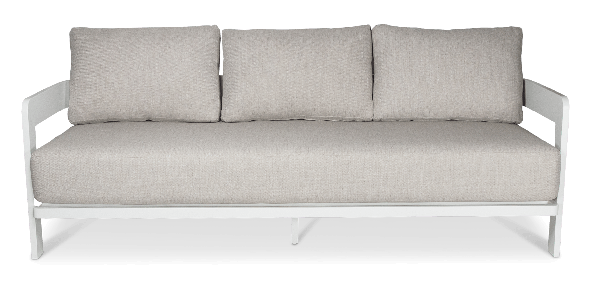 Elements 3 Seater in Arctic White and Sahara Sunset Olefin Cushions