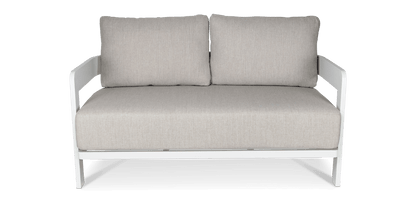 Elements 2 Seater in Arctic White and Sahara Sunset Olefin Cushions
