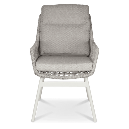 Pacific Dining Chair in Natural White Aluminium with Stone Twist Rattan