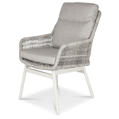Pacific Dining Chair in Natural White Aluminium with Stone Twist Rattan