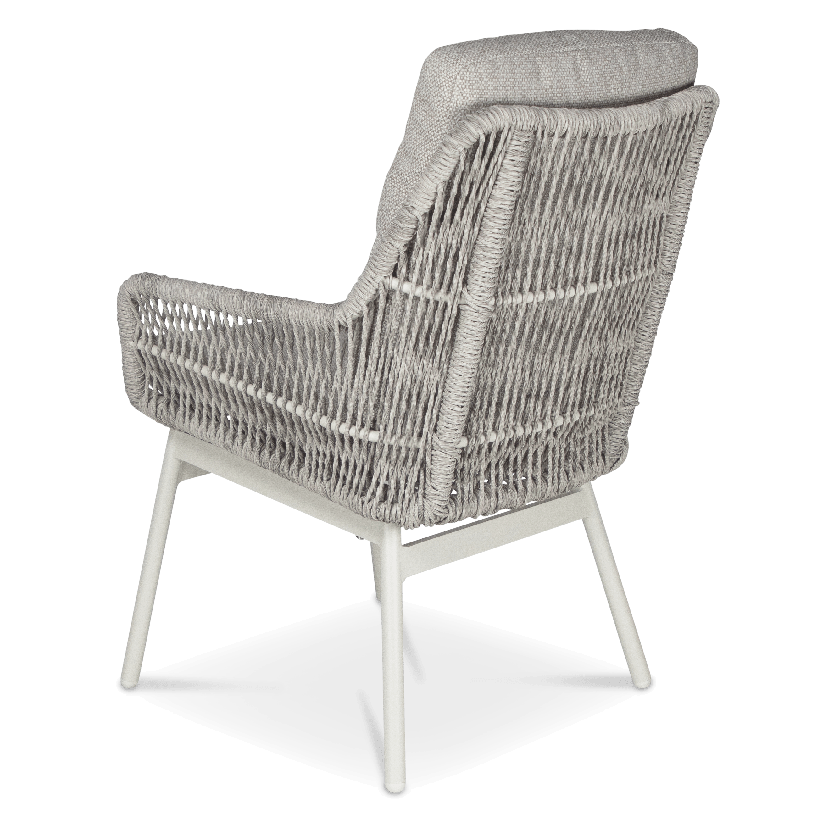 Pacific Dining Chair in Natural White Aluminium with Stone Twist Rattan