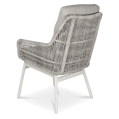 Pacific Dining Chair in Natural White Aluminium with Stone Twist Rattan