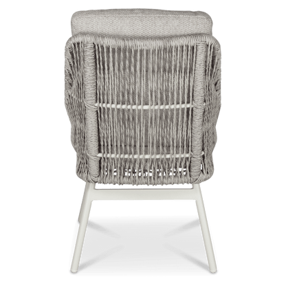 Pacific Dining Chair in Natural White Aluminium with Stone Twist Rattan