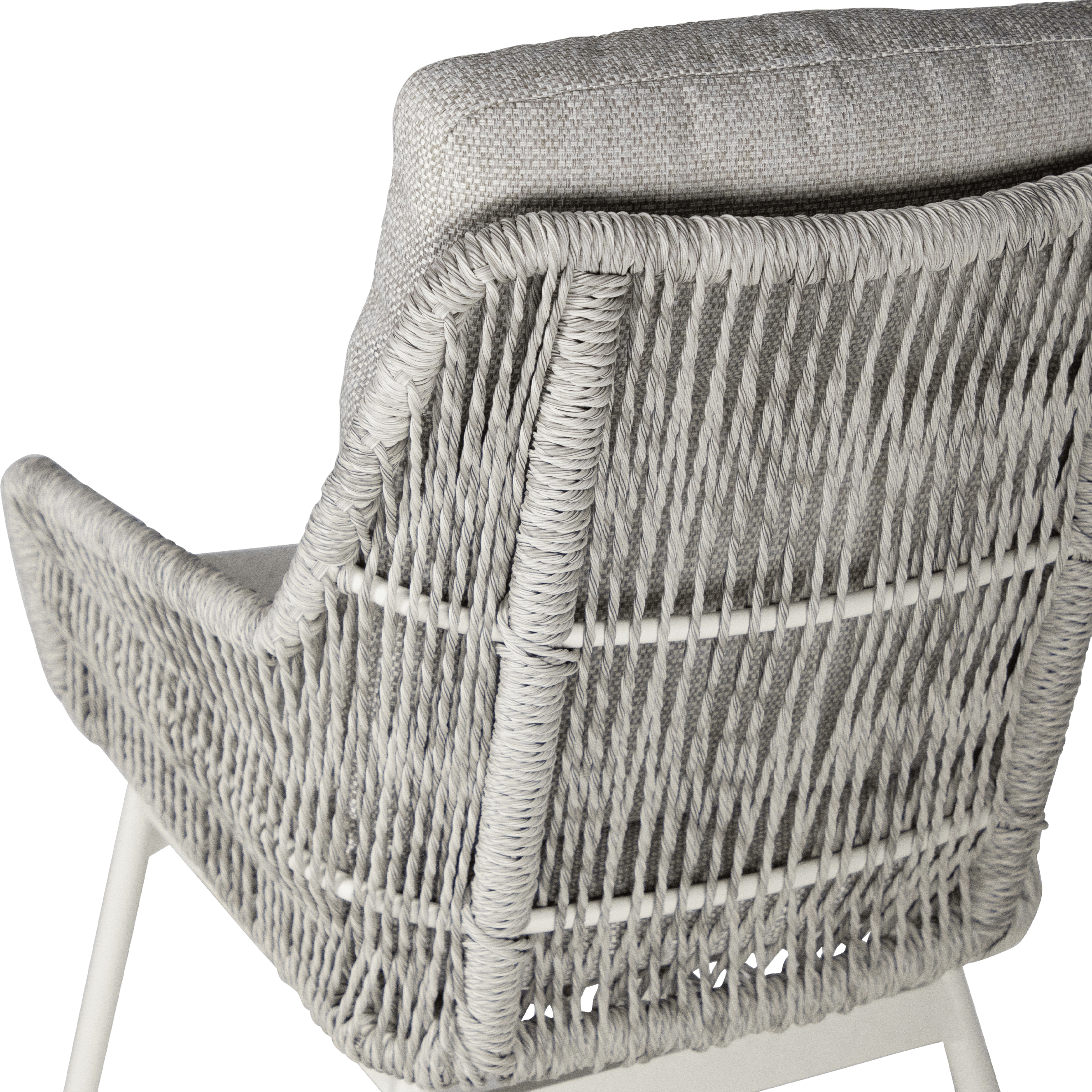 Pacific Dining Chair in Natural White Aluminium with Stone Twist Rattan