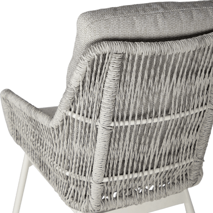 Pacific Dining Chair in Natural White Aluminium with Stone Twist Rattan