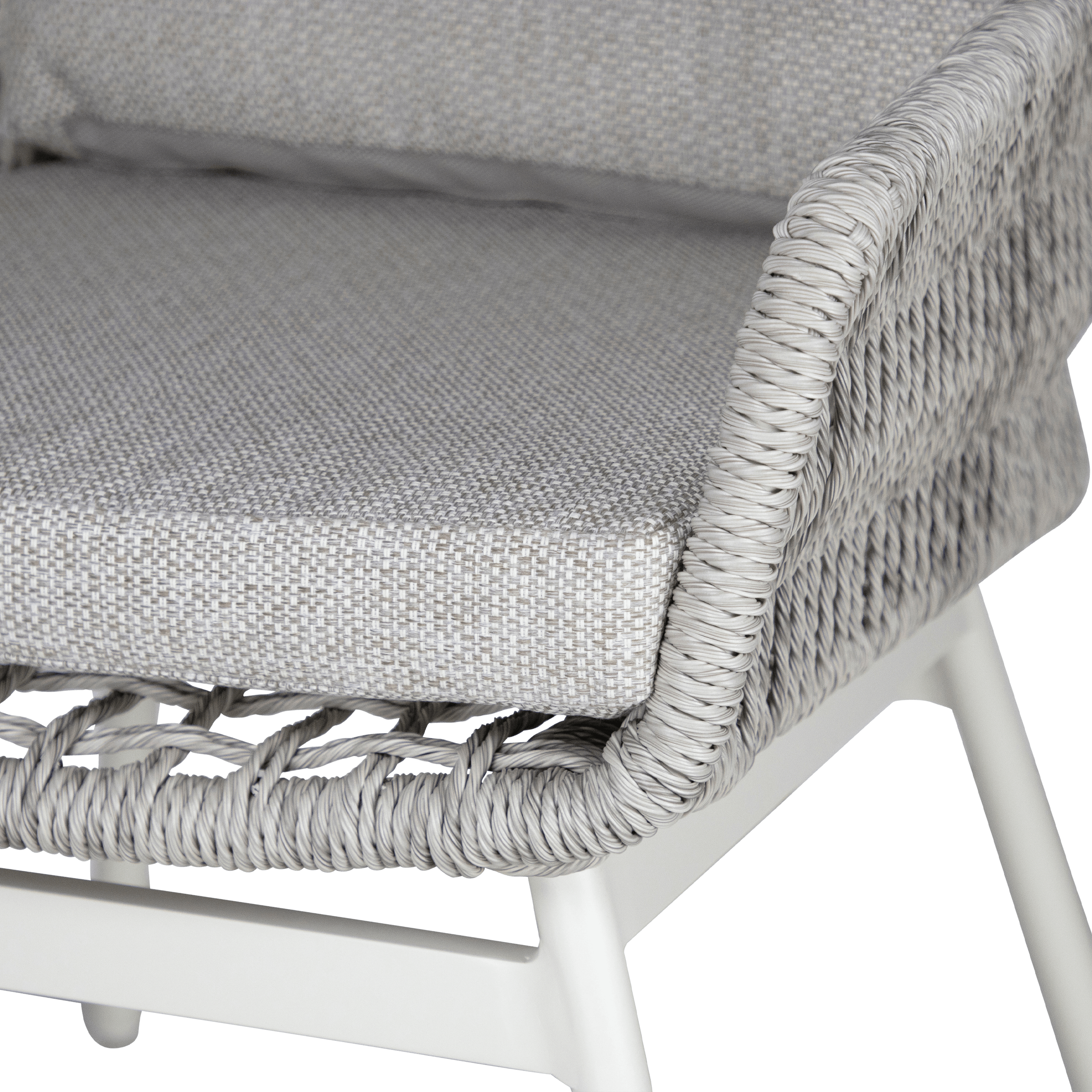 Pacific Dining Chair in Natural White Aluminium with Stone Twist Rattan