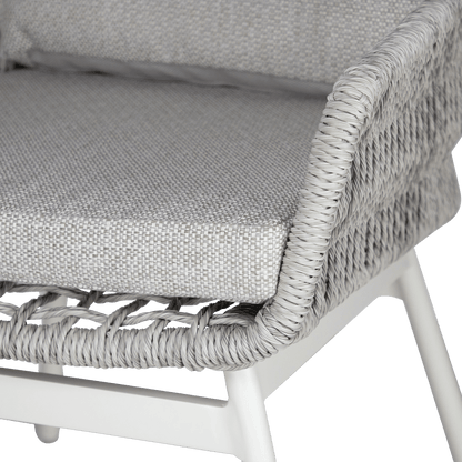 Pacific Dining Chair in Natural White Aluminium with Stone Twist Rattan
