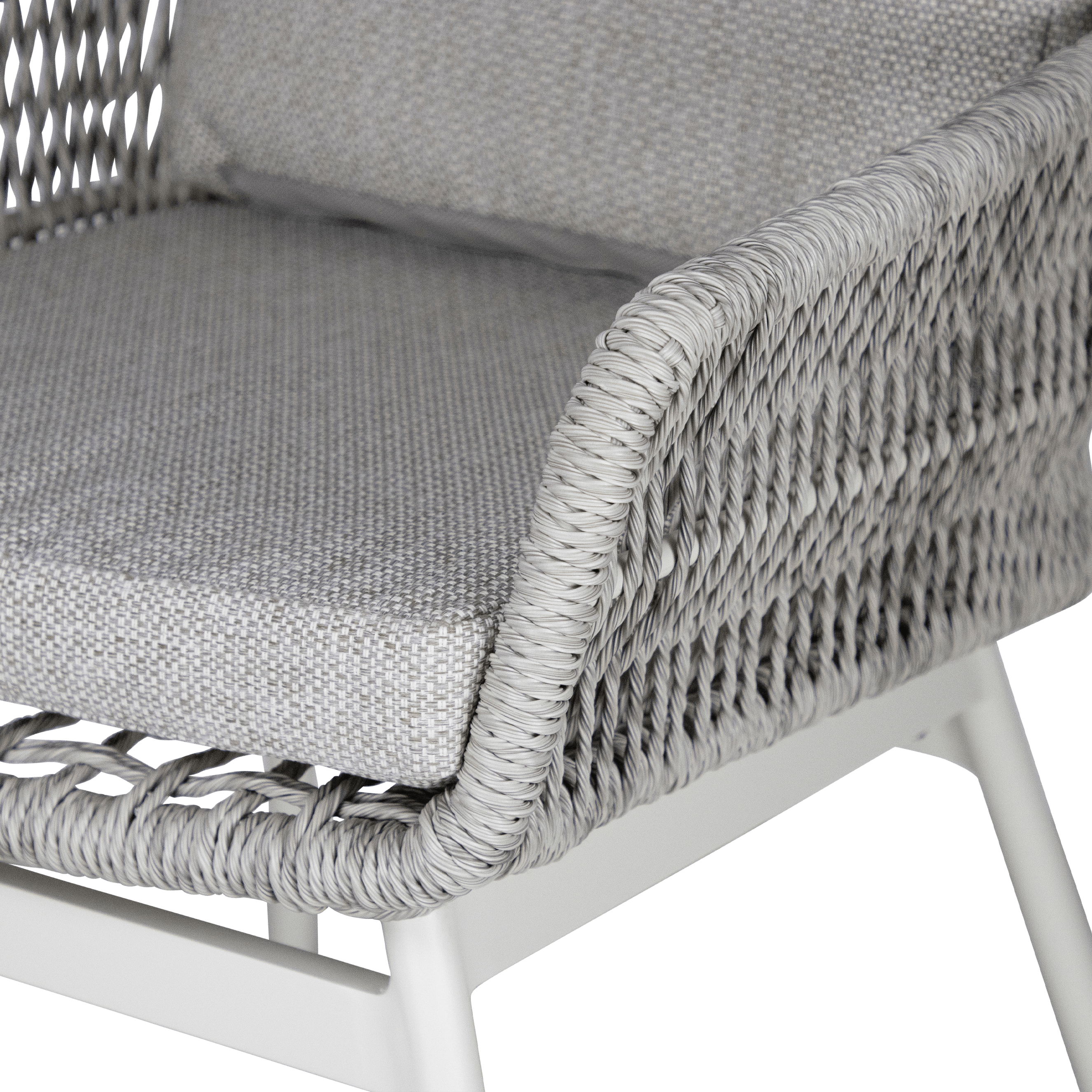 Pacific Dining Chair in Natural White Aluminium with Stone Twist Rattan