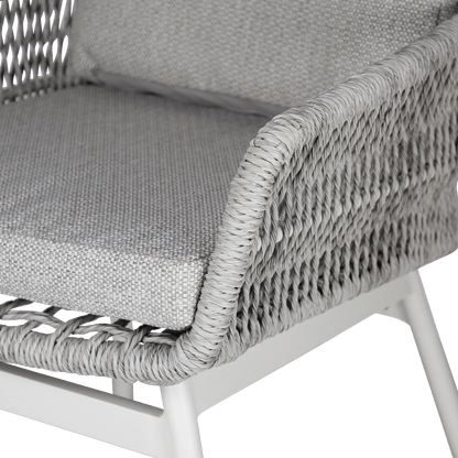 Pacific Dining Chair in Natural White Aluminium with Stone Twist Rattan