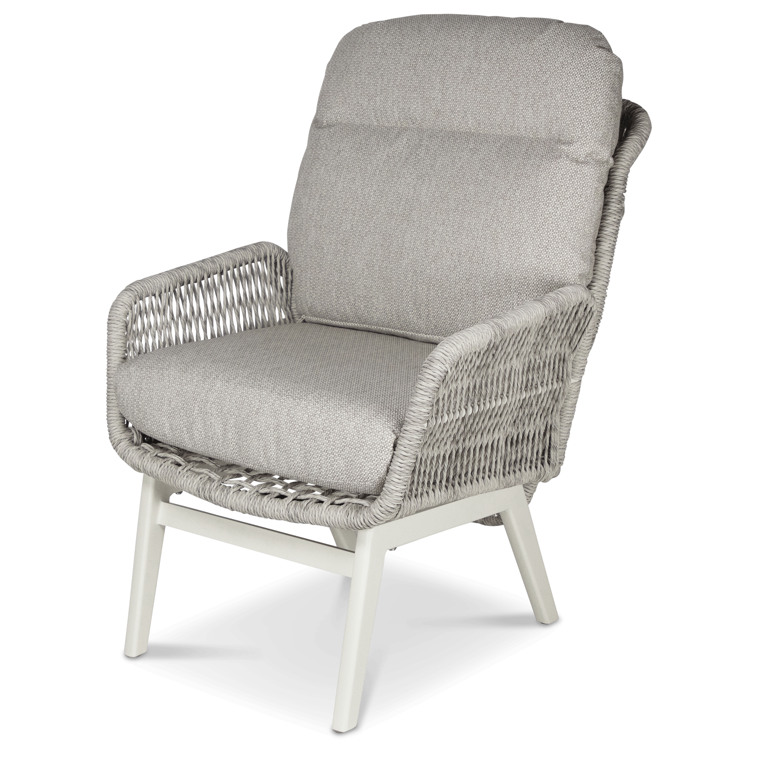 Pacific Reclining Armchair in Natural White Aluminium with Stone Twist Rattan