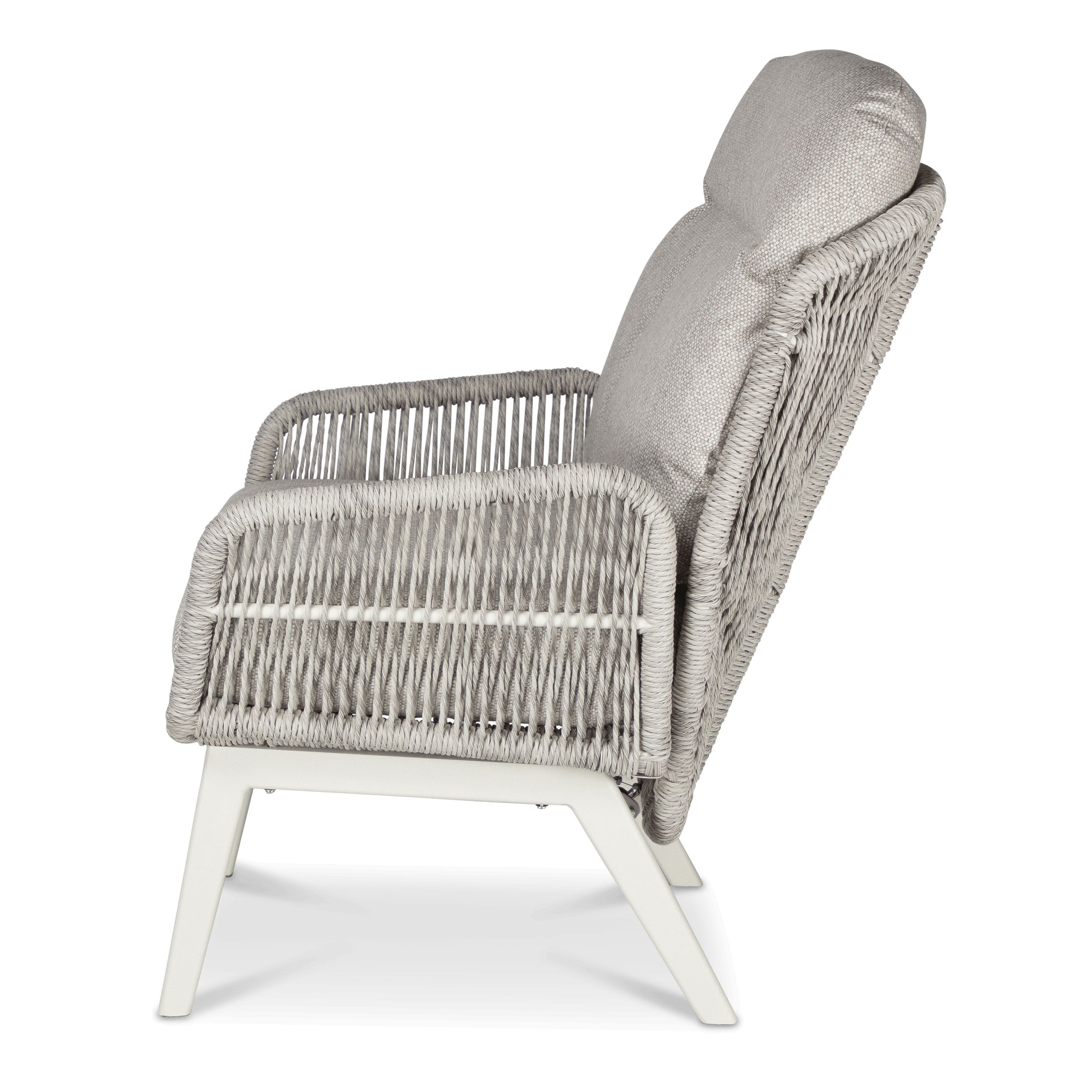 Pacific Reclining Armchair in Natural White Aluminium with Stone Twist Rattan