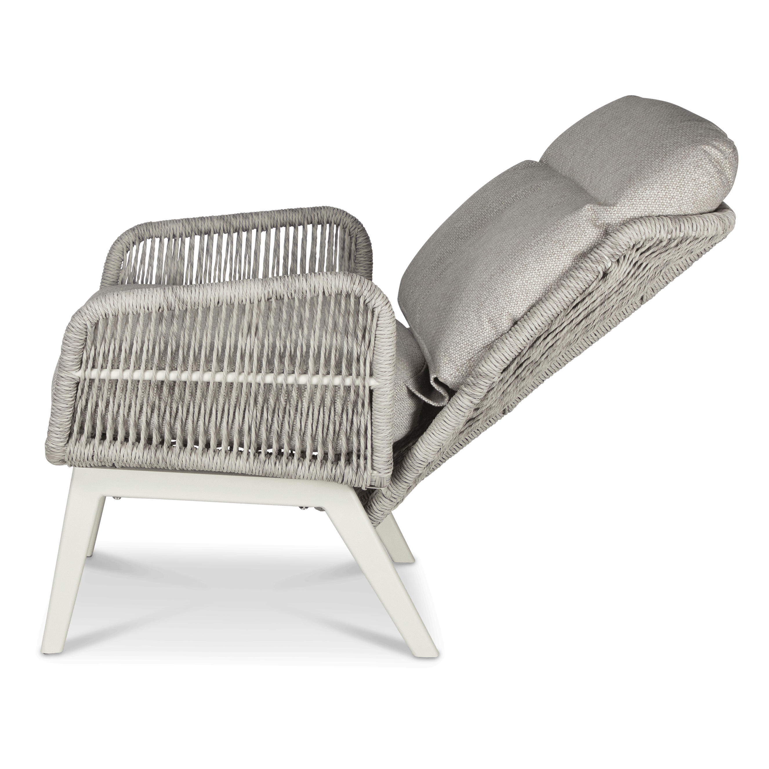 Pacific Reclining Armchair in Natural White Aluminium with Stone Twist Rattan