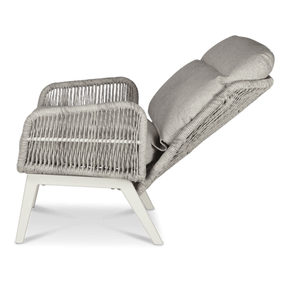 Pacific Reclining Armchair in Natural White Aluminium with Stone Twist Rattan