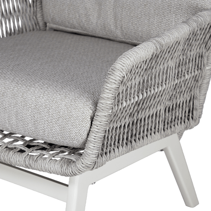 Pacific Reclining Armchair in Natural White Aluminium with Stone Twist Rattan
