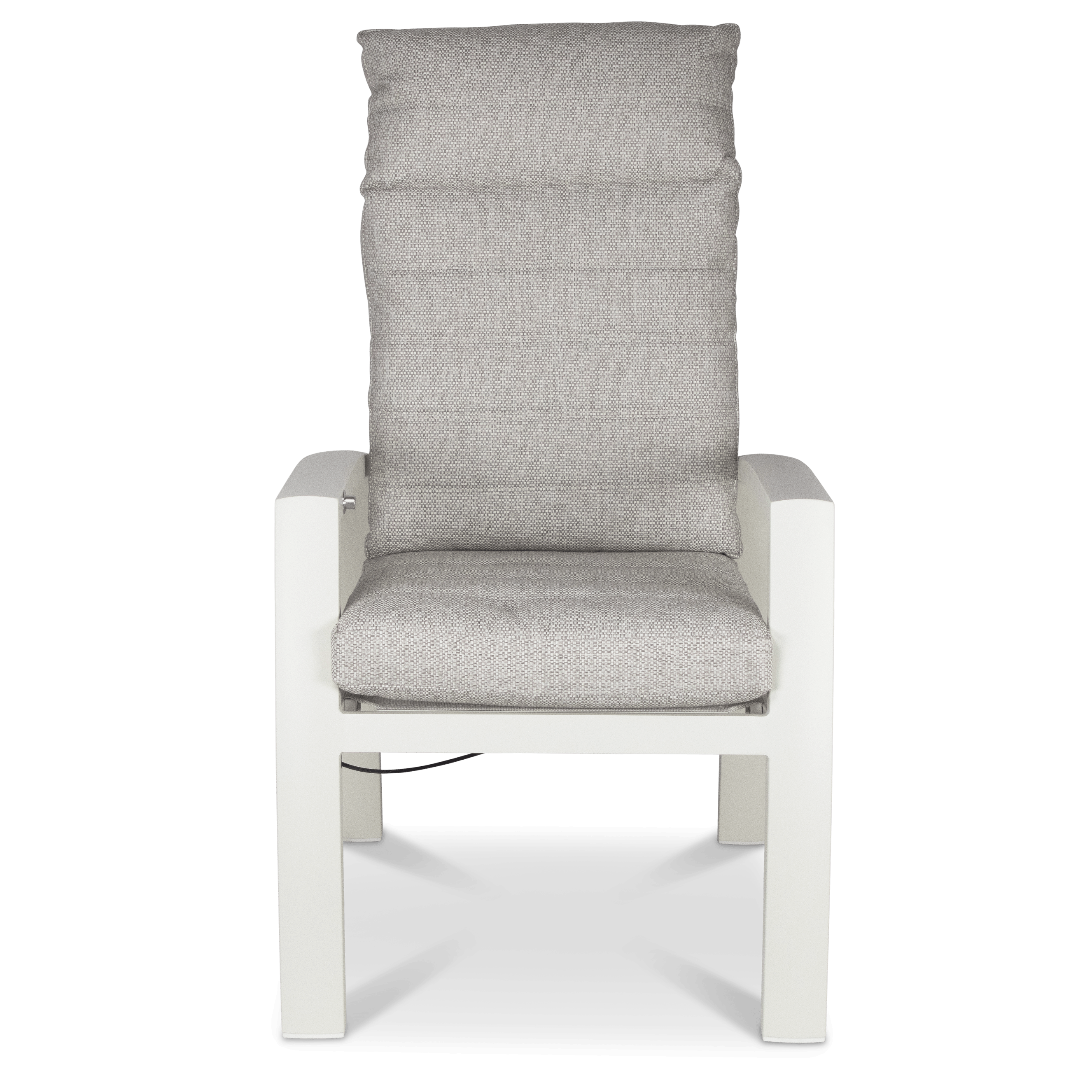 Corfu Chair with Recline Function in Natural White Aluminium with Latte Check Spun Polyester Cushions