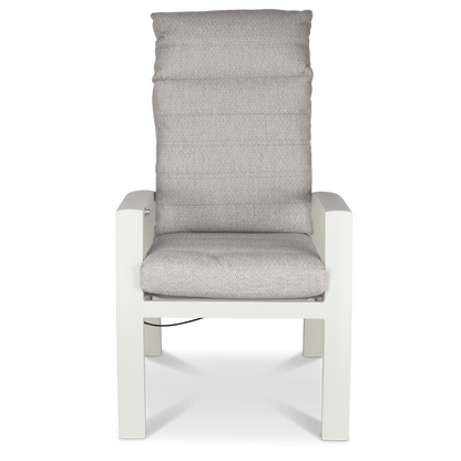 Corfu Chair with Recline Function in Natural White Aluminium with Latte Check Spun Polyester Cushions