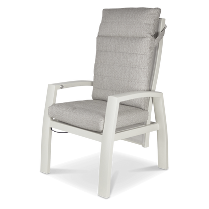 Corfu Chair with Recline Function in Natural White Aluminium with Latte Check Spun Polyester Cushions