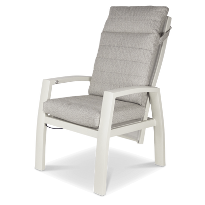 Corfu Chair with Recline Function in Natural White Aluminium with Latte Check Spun Polyester Cushions