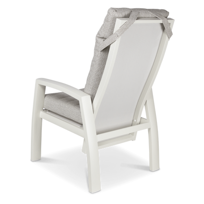 Corfu Chair with Recline Function in Natural White Aluminium with Latte Check Spun Polyester Cushions
