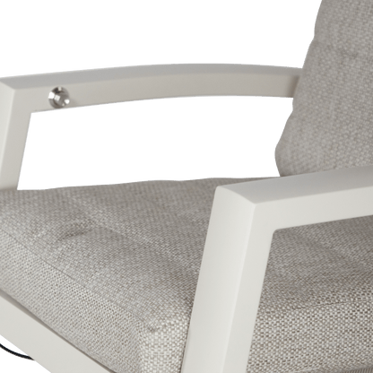 Corfu Chair with Recline Function in Natural White Aluminium with Latte Check Spun Polyester Cushions