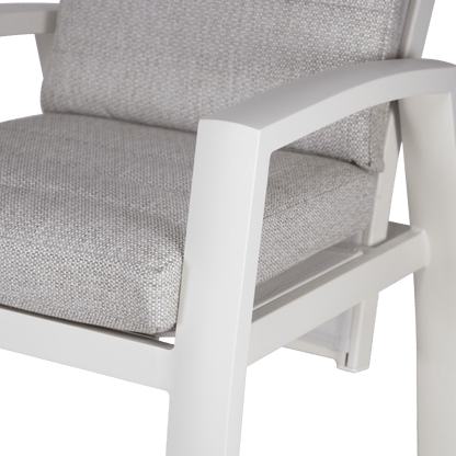 Corfu Chair with Recline Function in Natural White Aluminium with Latte Check Spun Polyester Cushions