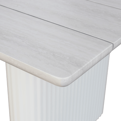 Pacific Dining Table in Natural White Aluminium with Stone Look Top