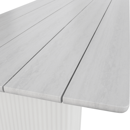 Pacific Dining Table in Natural White Aluminium with Stone Look Top