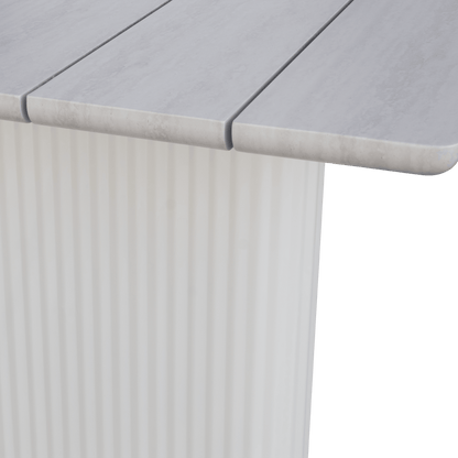 Pacific Dining Table in Natural White Aluminium with Stone Look Top