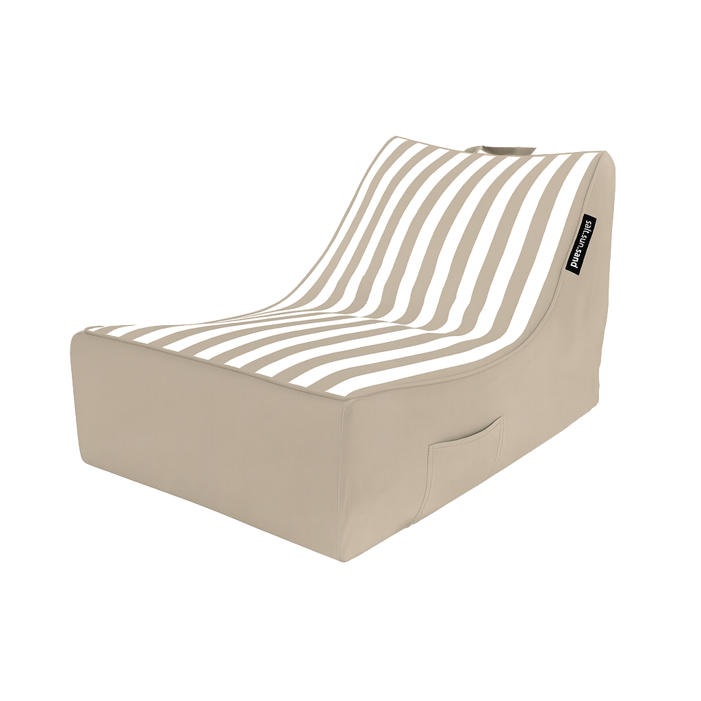 Kirra Indoor/Outdoor Bean Bag in Taupe Stripe