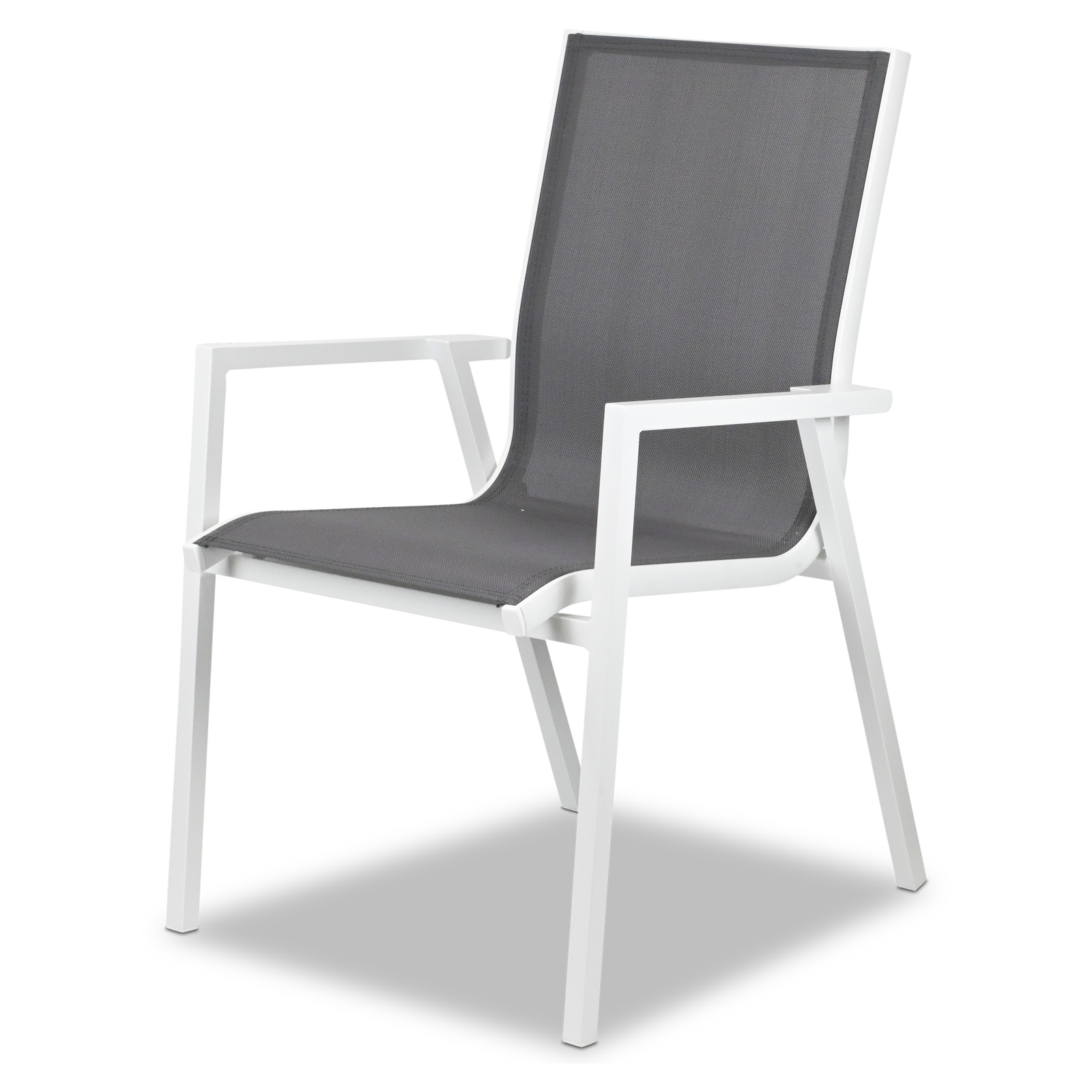 Maldives Sling Dining Chair in Grey Textilene Fabric and Arctic White Frame - The Furniture Shack