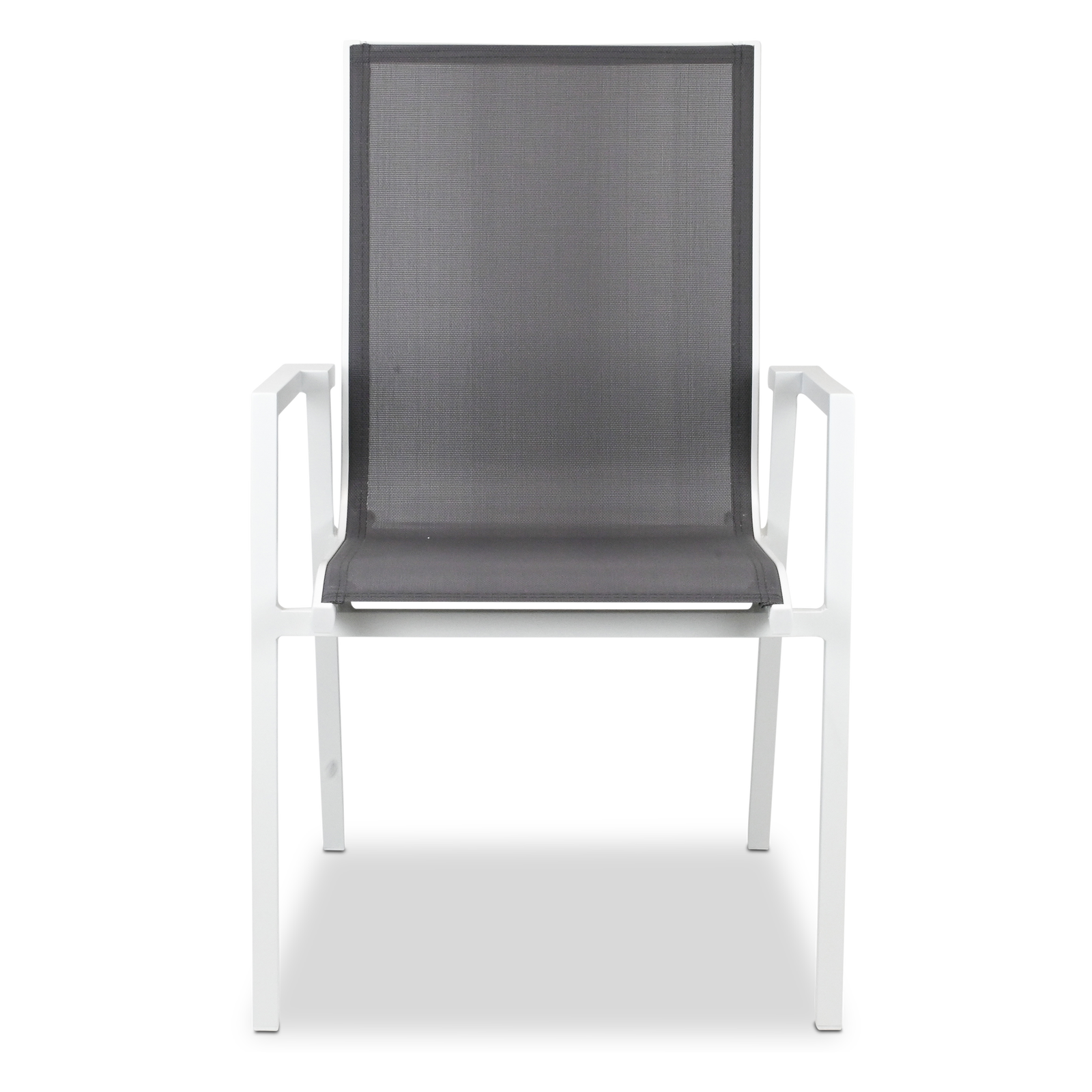Maldives Sling Dining Chair in Grey Textilene Fabric and Arctic White Frame - The Furniture Shack