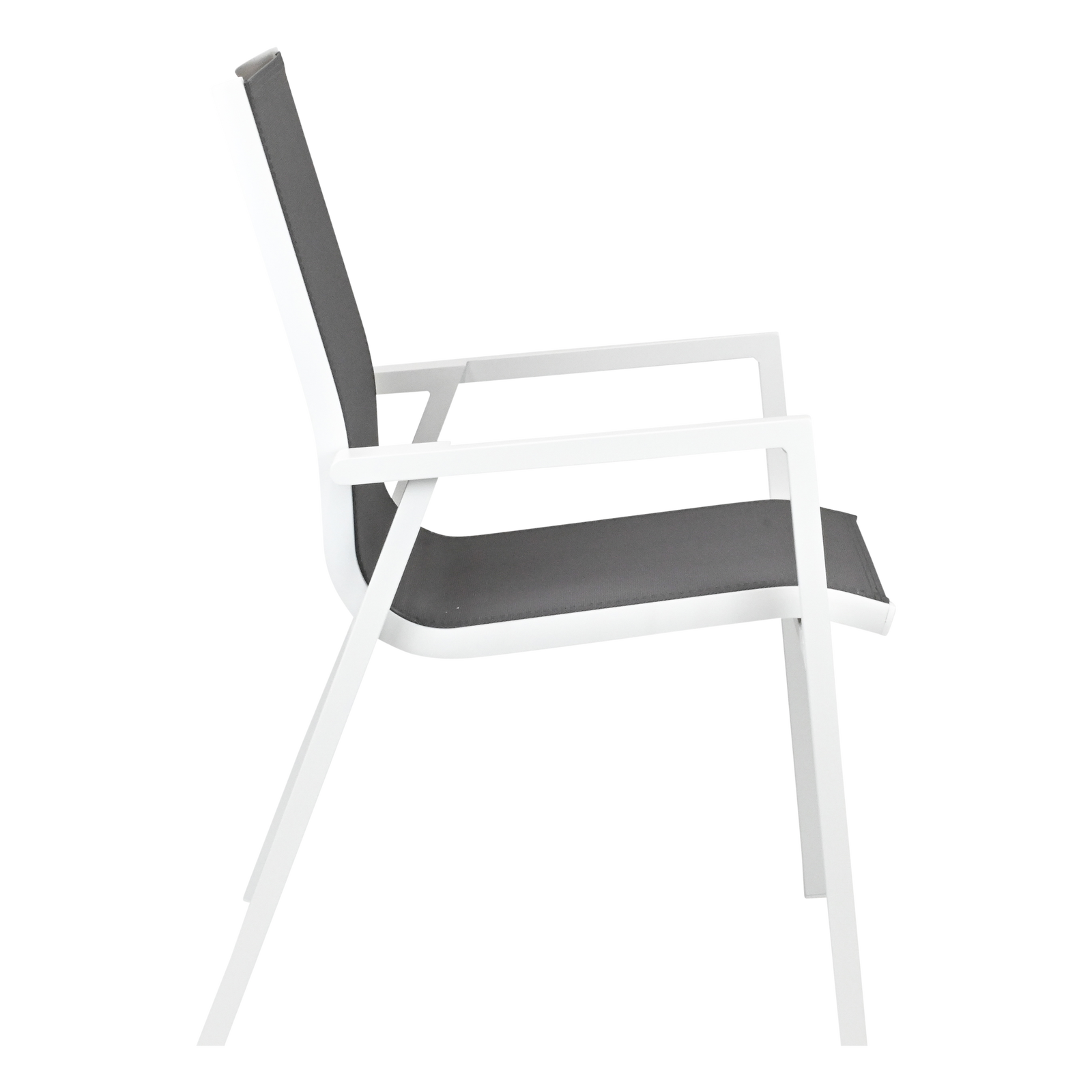 Maldives Sling Dining Chair in Grey Textilene Fabric and Arctic White Frame - The Furniture Shack