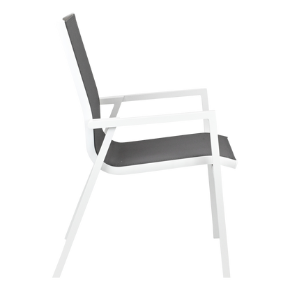 Maldives Sling Dining Chair in Grey Textilene Fabric and Arctic White Frame - The Furniture Shack