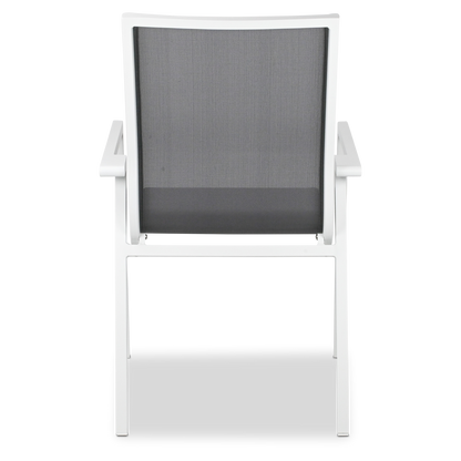 Maldives Sling Dining Chair in Grey Textilene Fabric and Arctic White Frame - The Furniture Shack