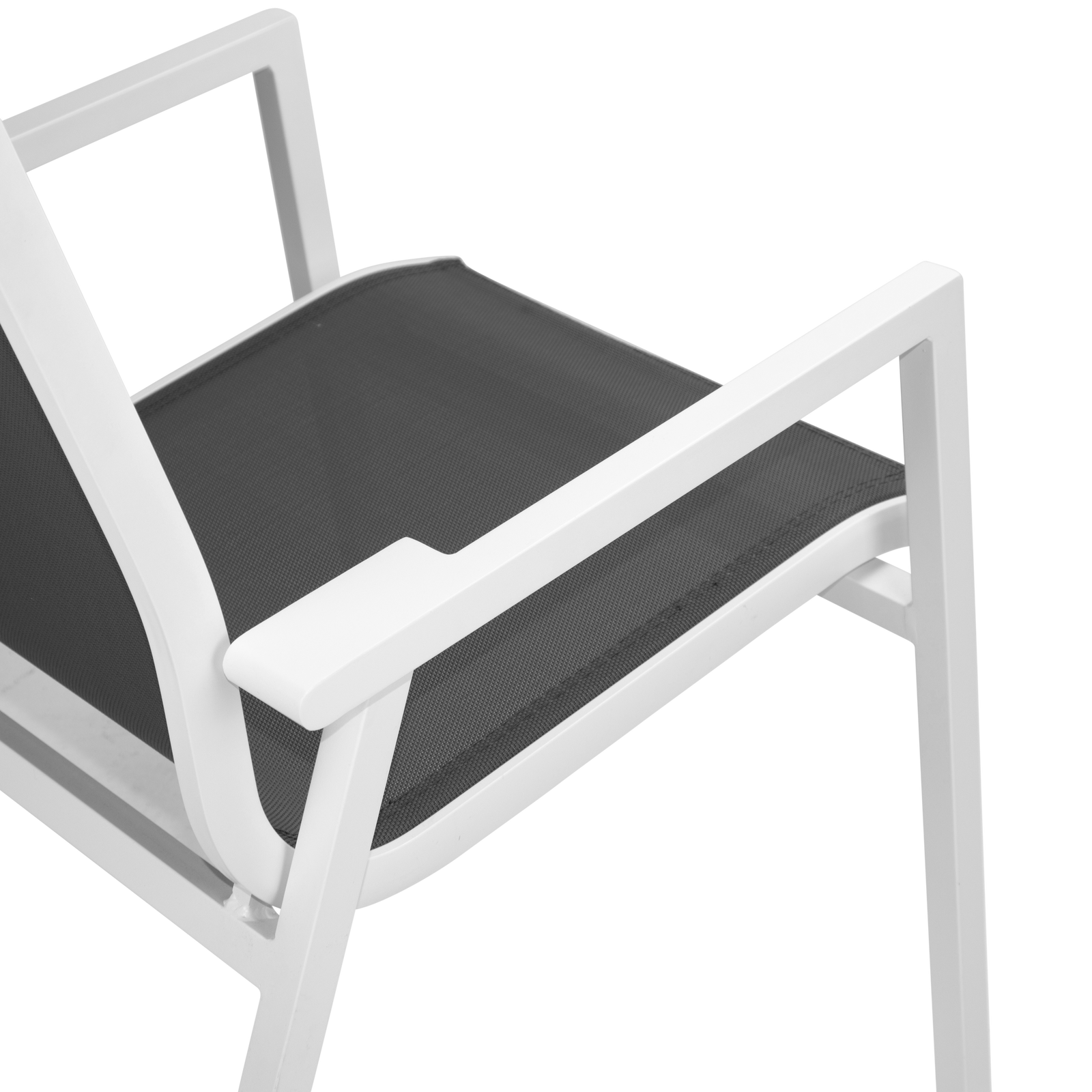Maldives Sling Dining Chair in Grey Textilene Fabric and Arctic White Frame - The Furniture Shack