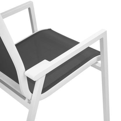 Maldives Sling Dining Chair in Grey Textilene Fabric and Arctic White Frame - The Furniture Shack