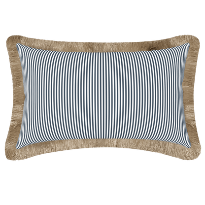 Tahiti Marine Stripe - 30x50cm Fringed Outdoor Cushion
