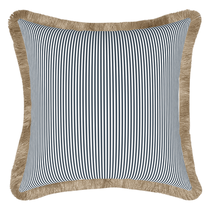Tahiti Marine Stripe - 50x50cm Fringed Outdoor Cushion