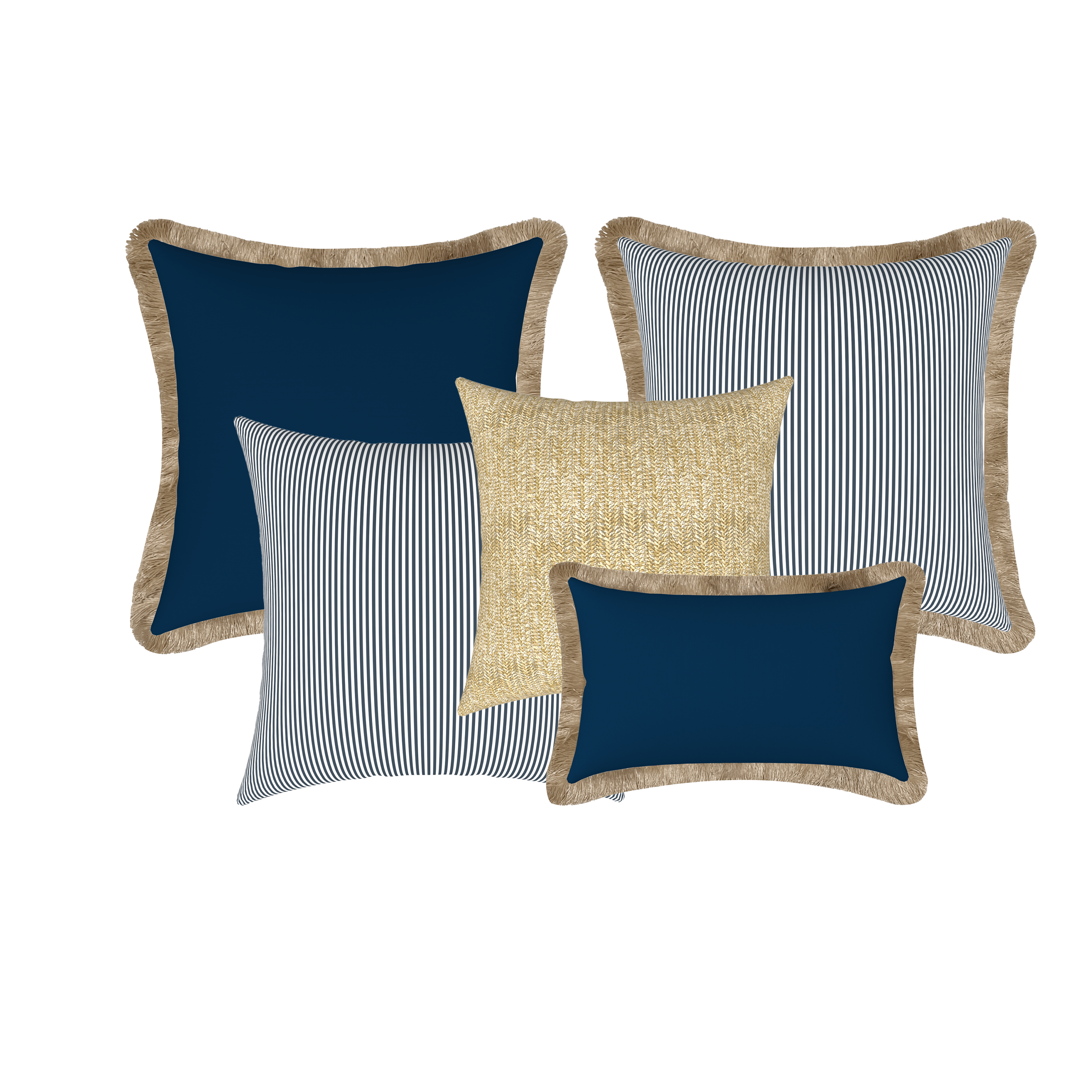 Tahiti Outdoor Cushions Stylist Selection - Marine Stripe with Resort 5pc