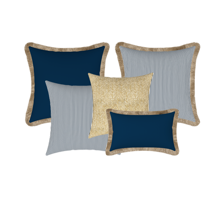 Tahiti Outdoor Cushions Stylist Selection - Marine Stripe with Resort 5pc