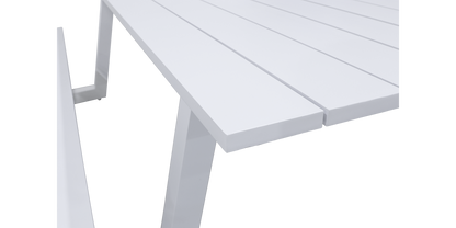 Mediterranean Dining Table and Bench Set in Arctic White Aluminium - The Furniture Shack